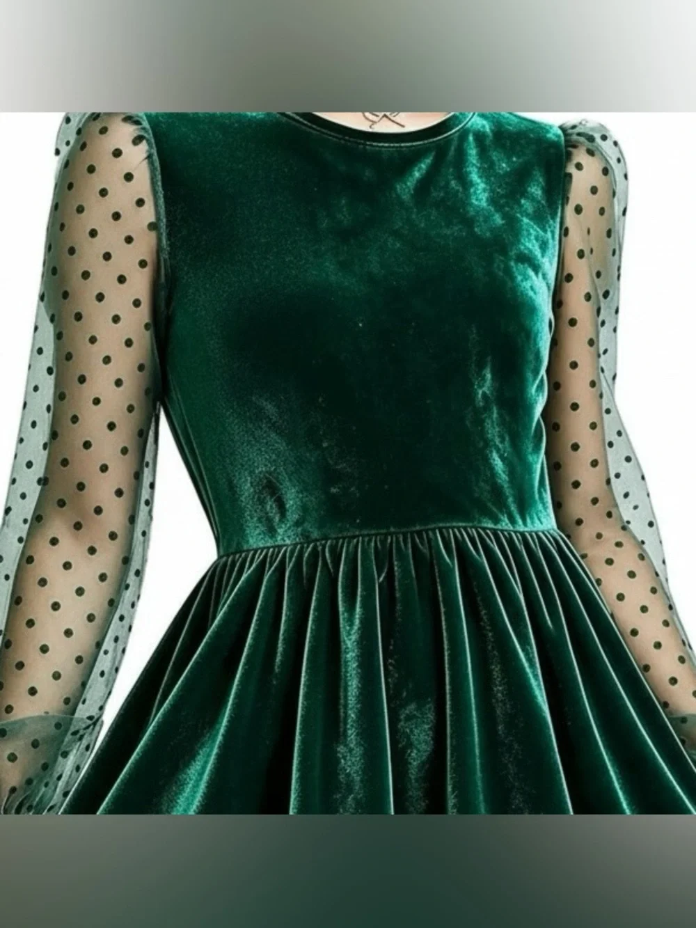 Girls Emerald Green Velvet Christmas Dress Lace Sleeves Size S NEW